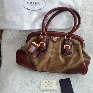 Authentic PRADA Jacquard Corda + Caffe Handbag